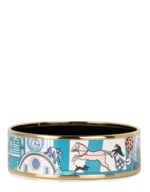 Hermes NEW Rose Gold/ Miami Animapolis Wide Enamel Bangle sz 65