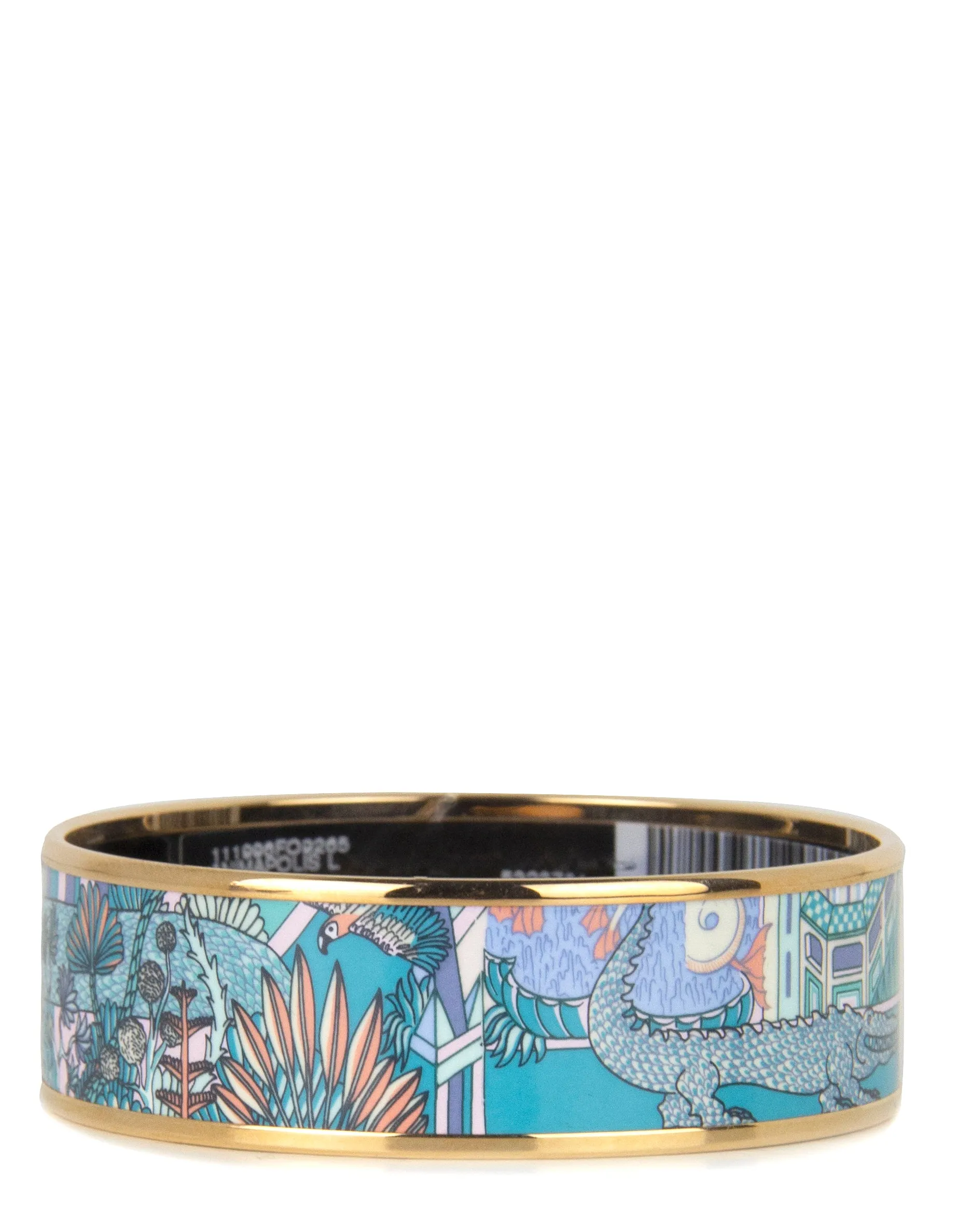 Hermes NEW Rose Gold/ Miami Animapolis Wide Enamel Bangle sz 65