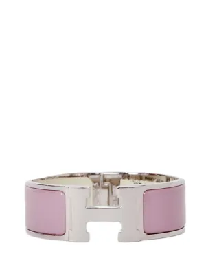 Hermes Palladium Mauve Wide H Clic Clac Bracelet sz PM