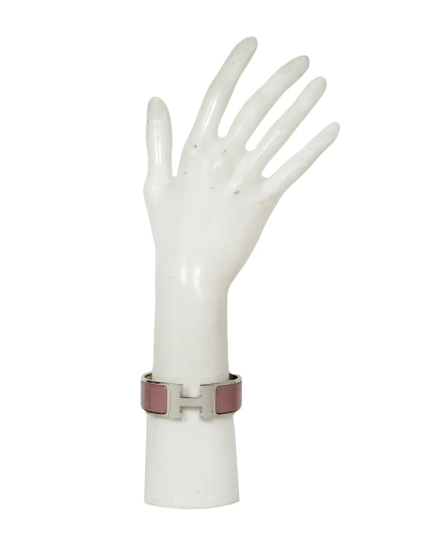 Hermes Palladium Mauve Wide H Clic Clac Bracelet sz PM