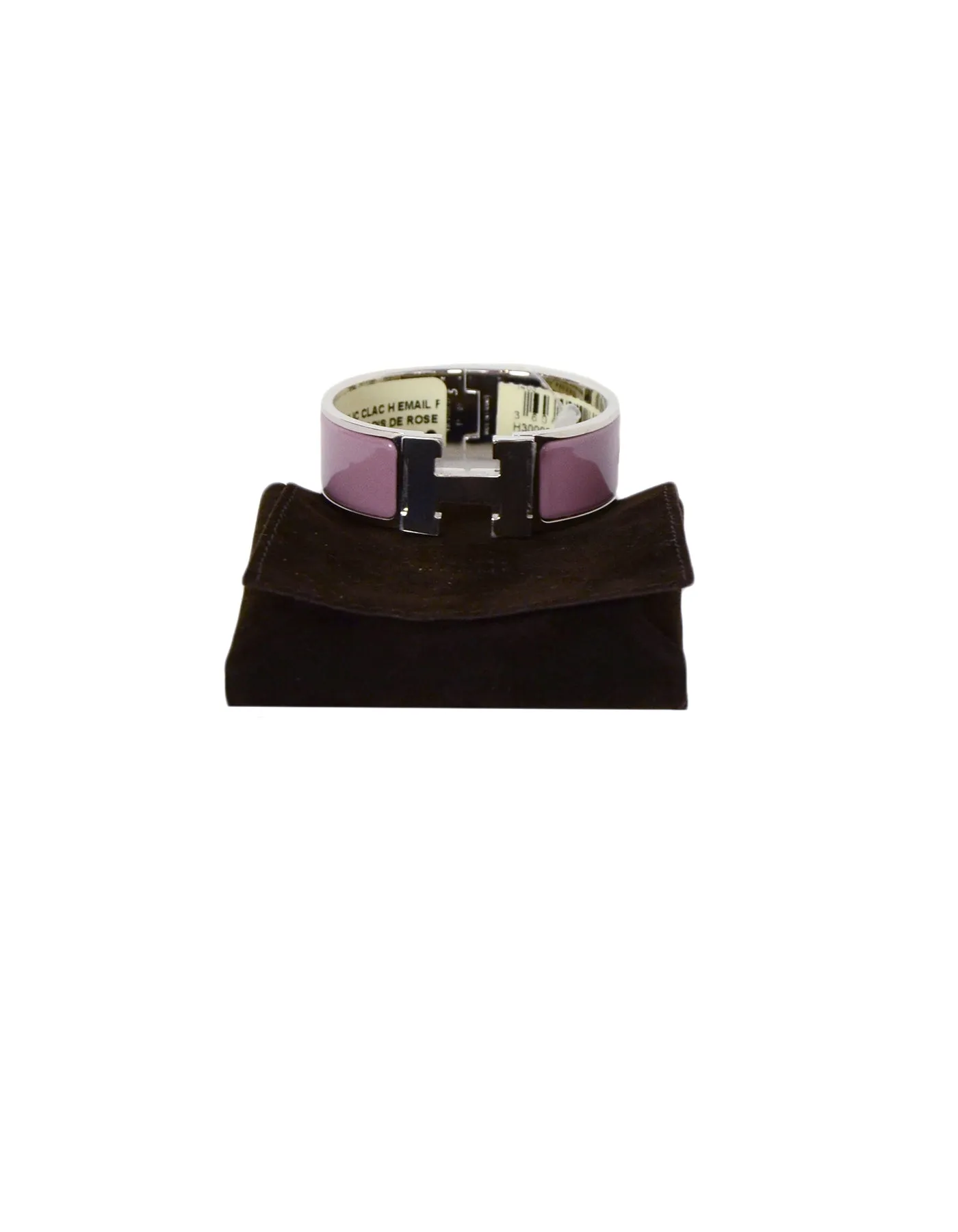 Hermes Palladium Mauve Wide H Clic Clac Bracelet sz PM