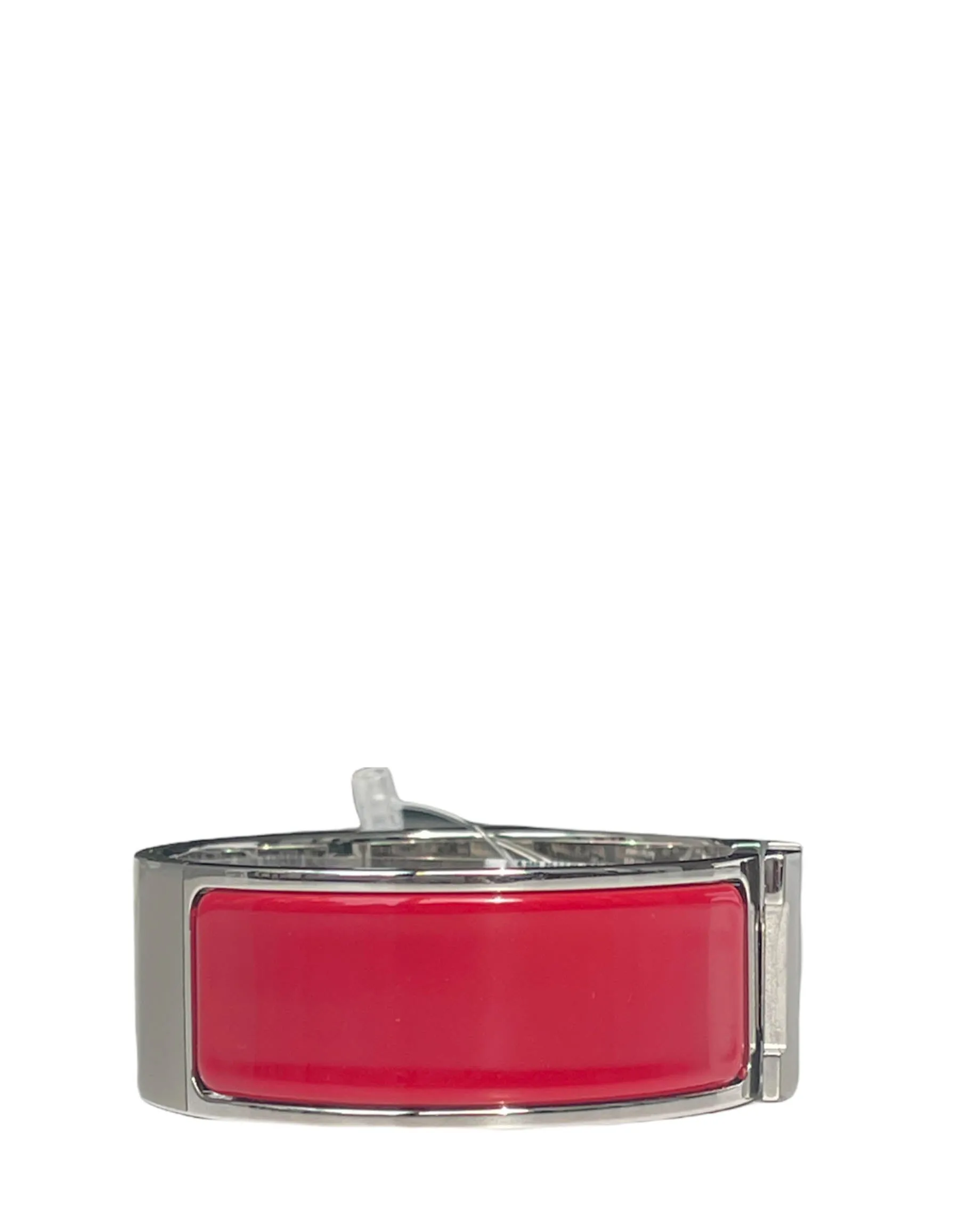 Hermes Palladium/ Red Wide H Clic Clac Bracelet sz PM