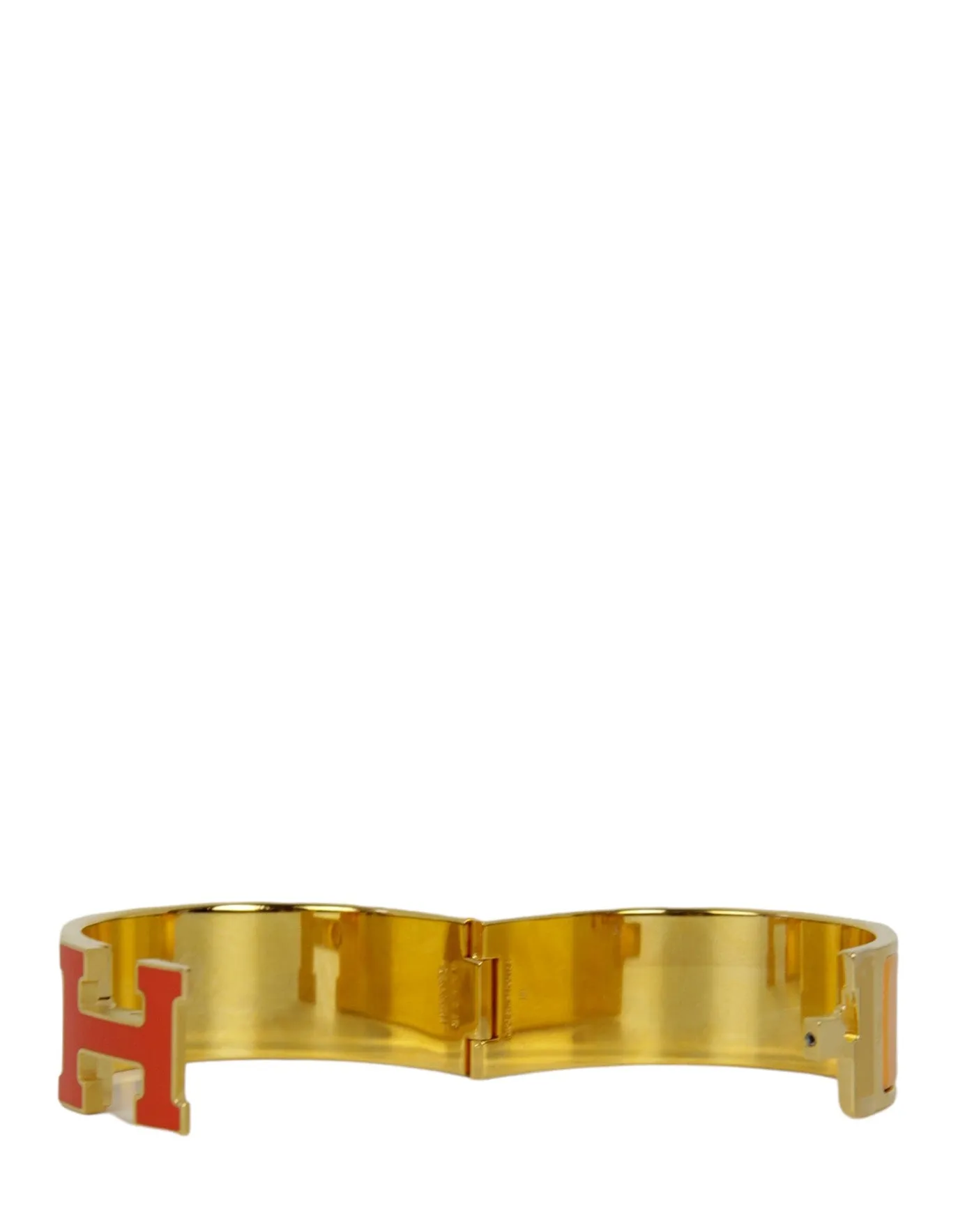 Hermes Rainbow Orange Enamel Wide Clic Clac H Bracelet sz GM