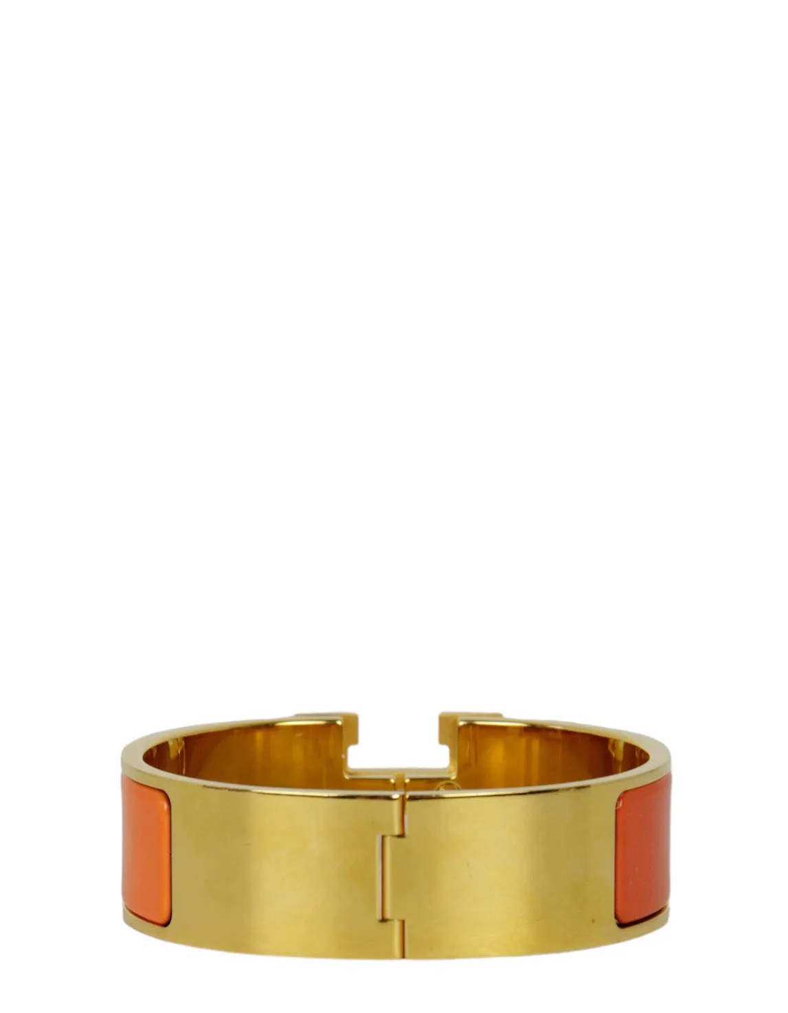 Hermes Rainbow Orange Enamel Wide Clic Clac H Bracelet sz GM