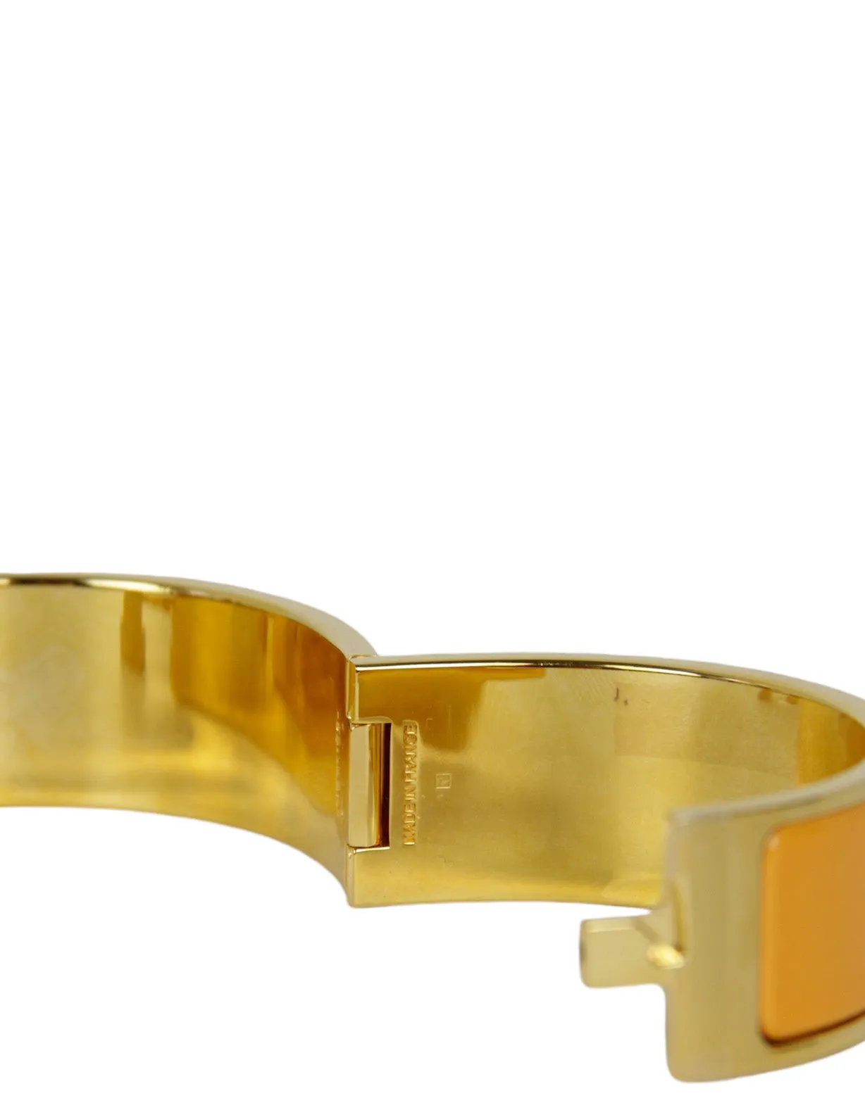 Hermes Rainbow Orange Enamel Wide Clic Clac H Bracelet sz GM