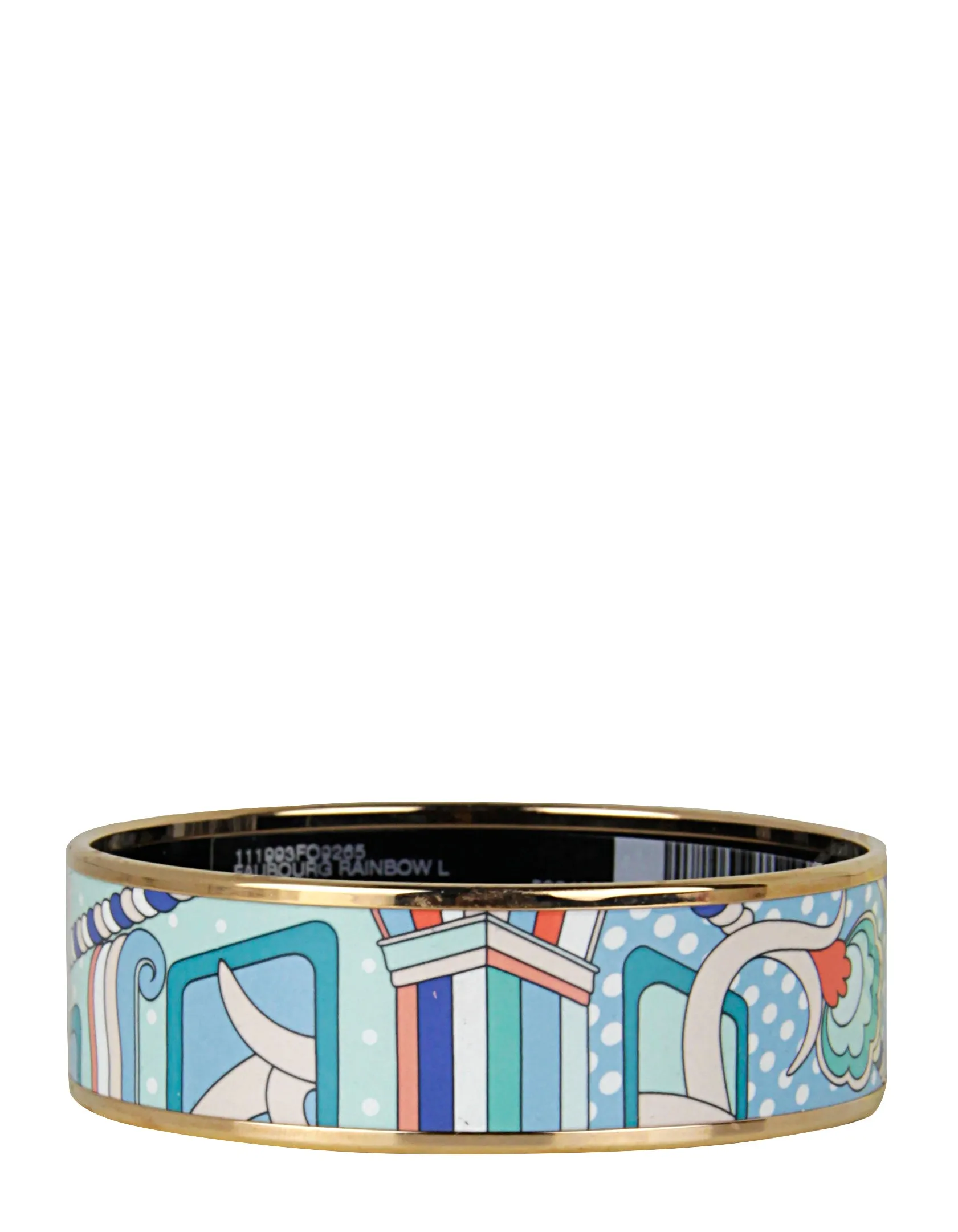 Hermes Rose Gold/Miami Faubourg Rainbow Wide Enamel Bangle sz 65