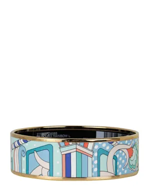 Hermes Rose Gold/Miami Faubourg Rainbow Wide Enamel Bangle sz 65