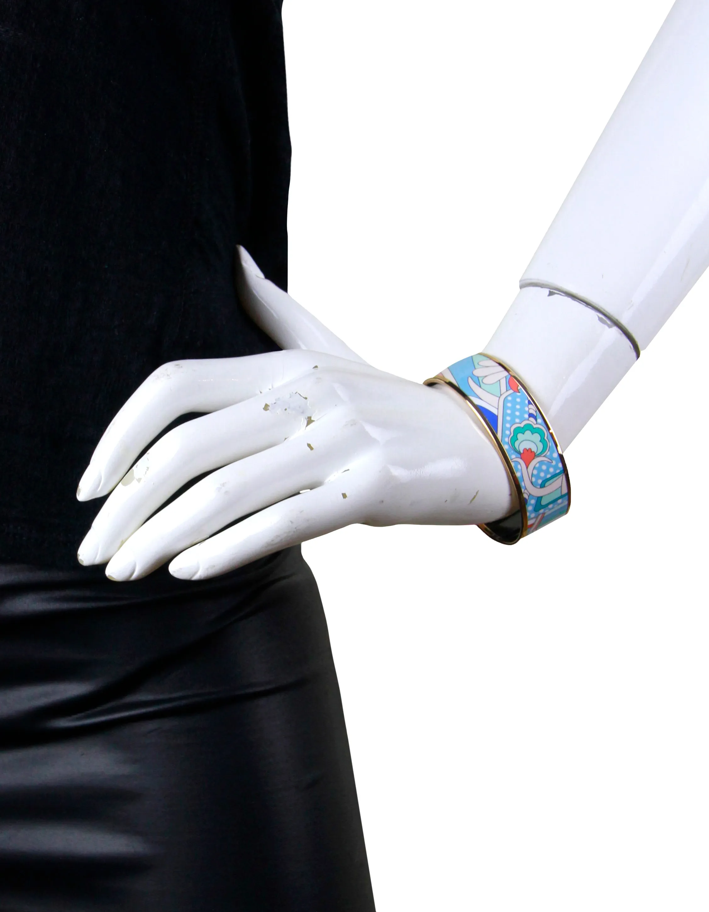 Hermes Rose Gold/Miami Faubourg Rainbow Wide Enamel Bangle sz 65