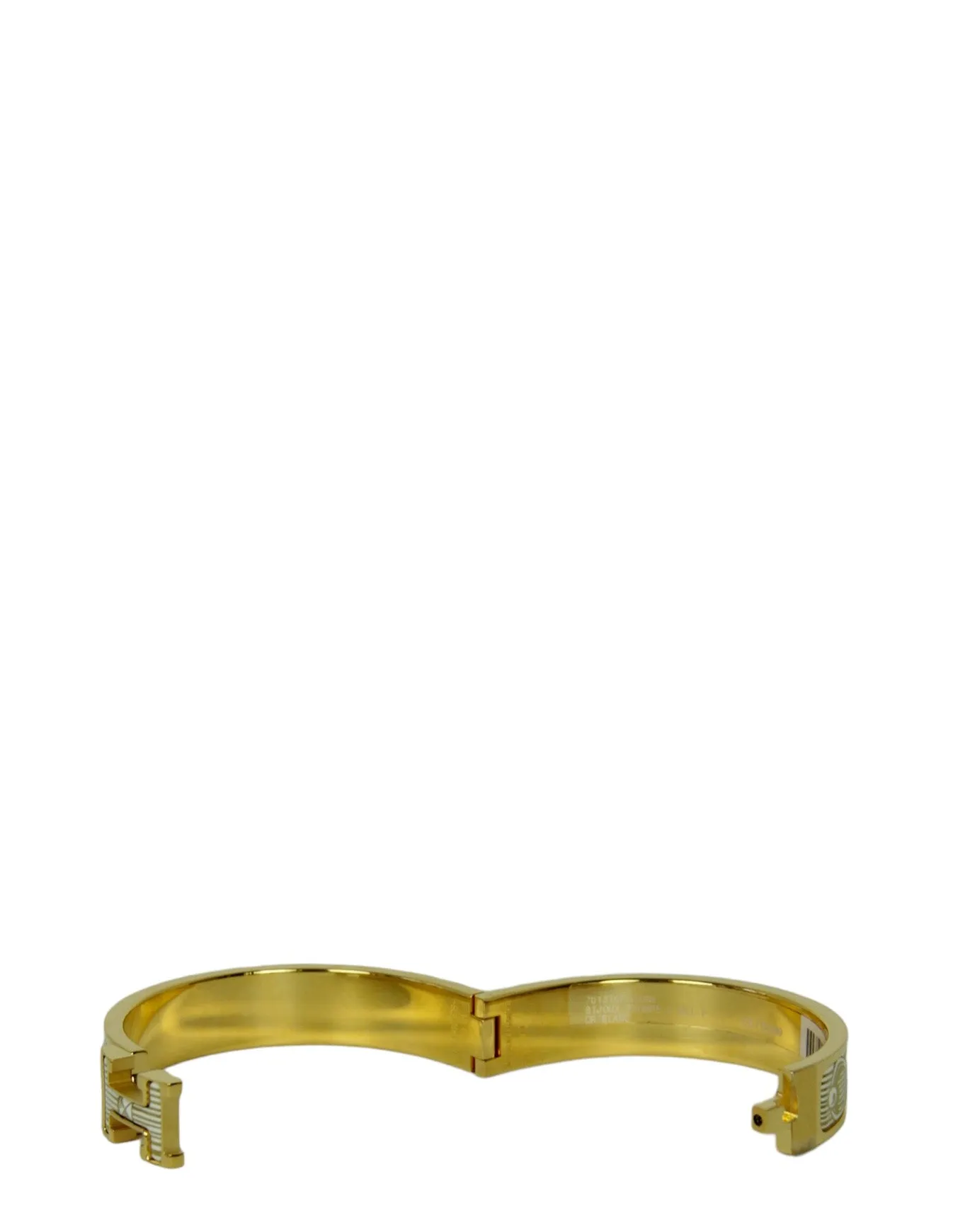 Hermes White/Gold Narrow Printed Clic Clac sz GM