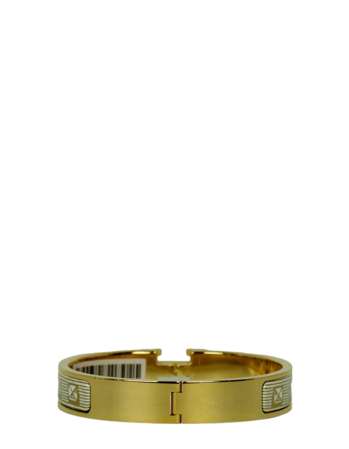 Hermes White/Gold Narrow Printed Clic Clac sz GM