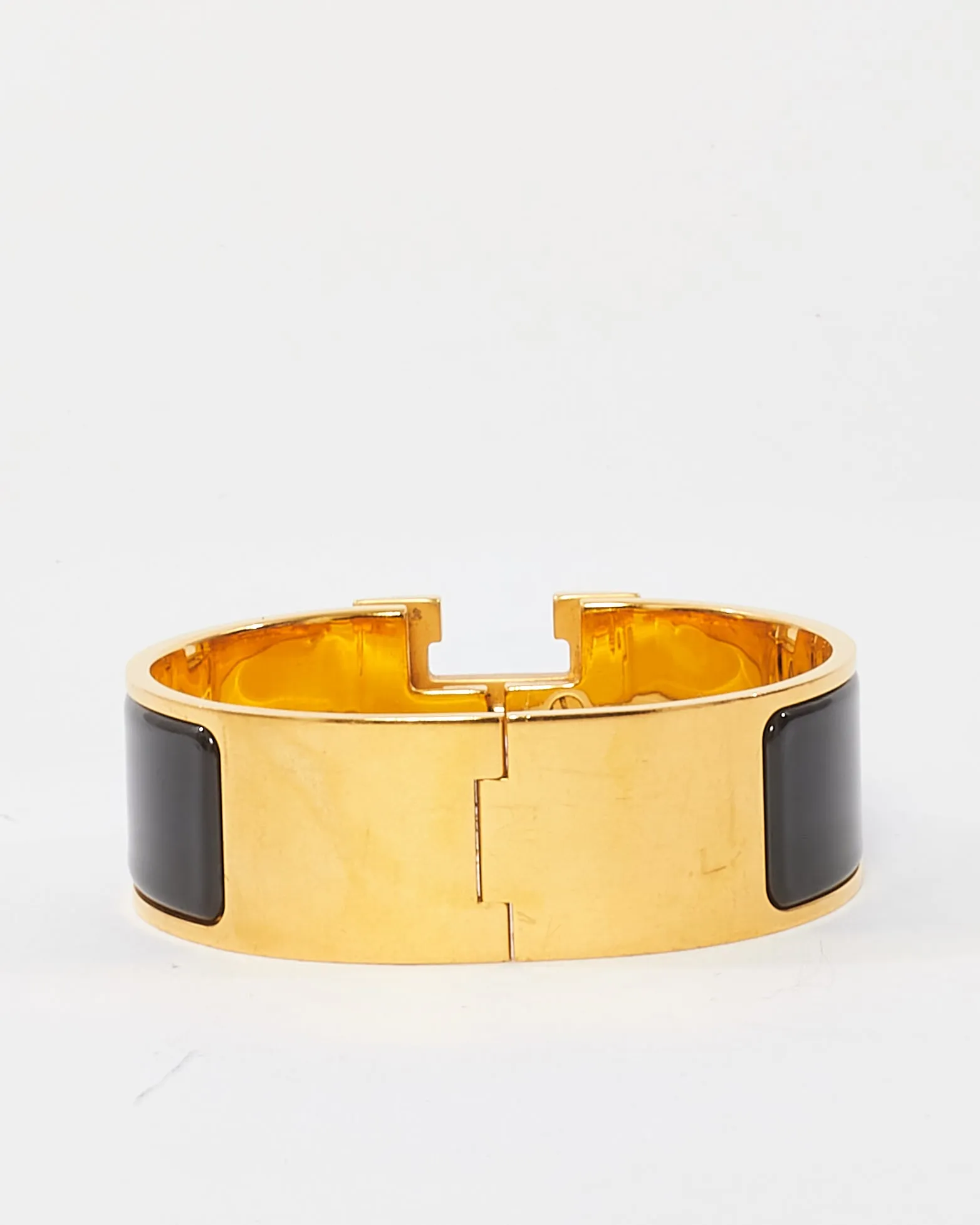 Hermès Black & Gold Wide Clic Clac Bracelet - PM
