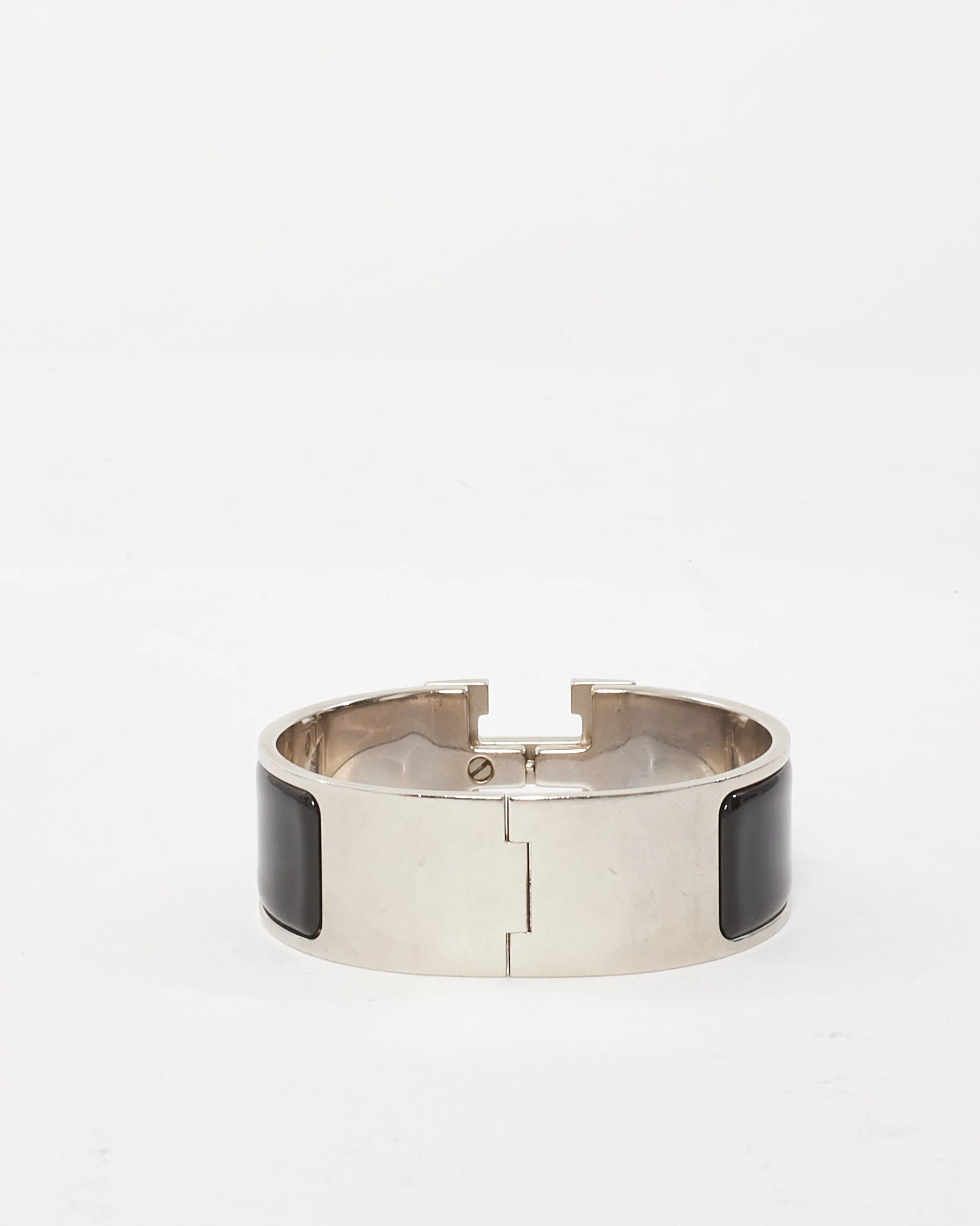 Hermès Black & Silver Wide Clic Clac Bracelet - GM