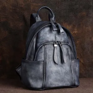 High Quality Genuine Leather Women  Backpack Brush Color Bag Retro Knapsack Real Cowhide School Book Rucksack Travel Daypack