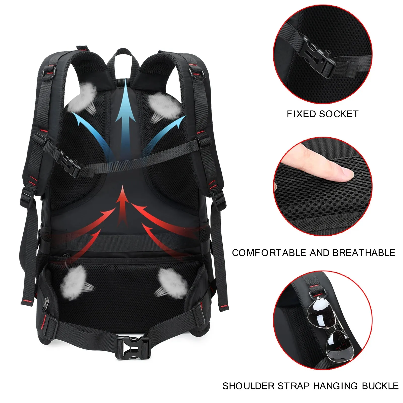 Hiking backpack, outdoor camping backpack, 40L waterproof sports mountaineering bag, men's and women's travel backpack