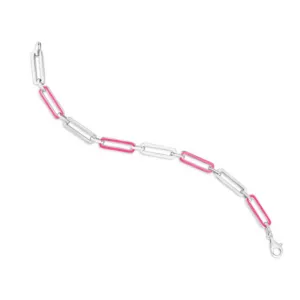 Hot Pink Enamel Paperclip Bracelet