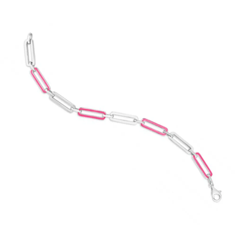 Hot Pink Enamel Paperclip Bracelet