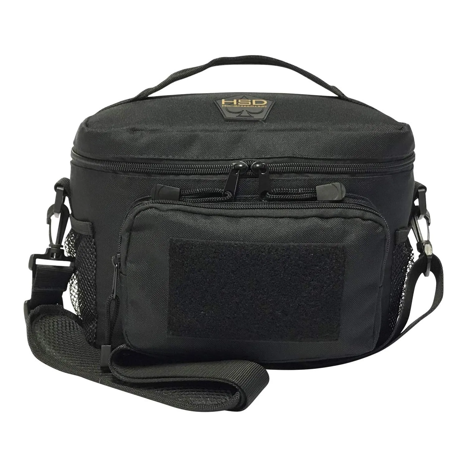 HSD Tactical Lunch Bag - Insulated Cooler, Lunch Box with MOLLE/PALS Webbing, Adjustable Padded Shoulder Strap, for Adults and Kids (Black)