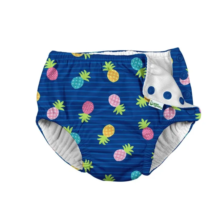 I Play Swimsuit Diaper - Blue Pineapple Stripe