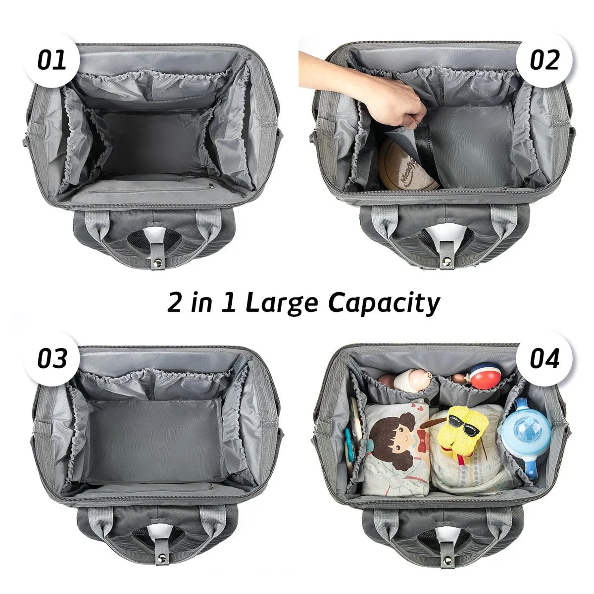 iKeep<sup>&reg;</sup> Crazy Pockets Backpack Diaper Bag - Grey
