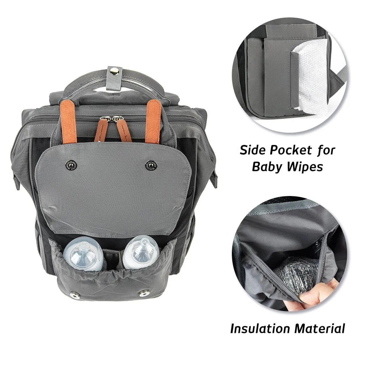 iKeep<sup>&reg;</sup> Crazy Pockets Backpack Diaper Bag - Grey