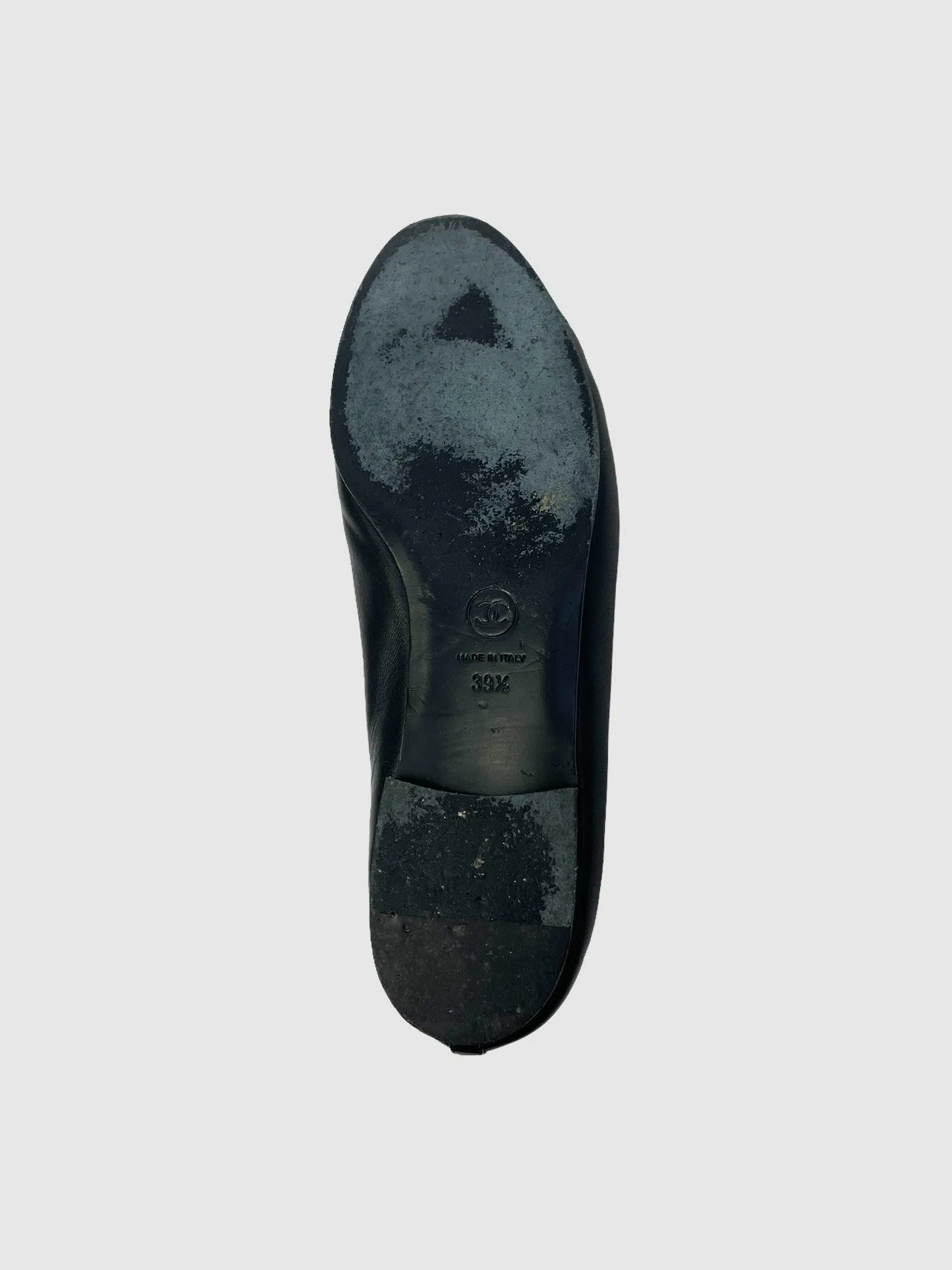 Interlocking CC Leather Ballerina Flats - Size 39.5