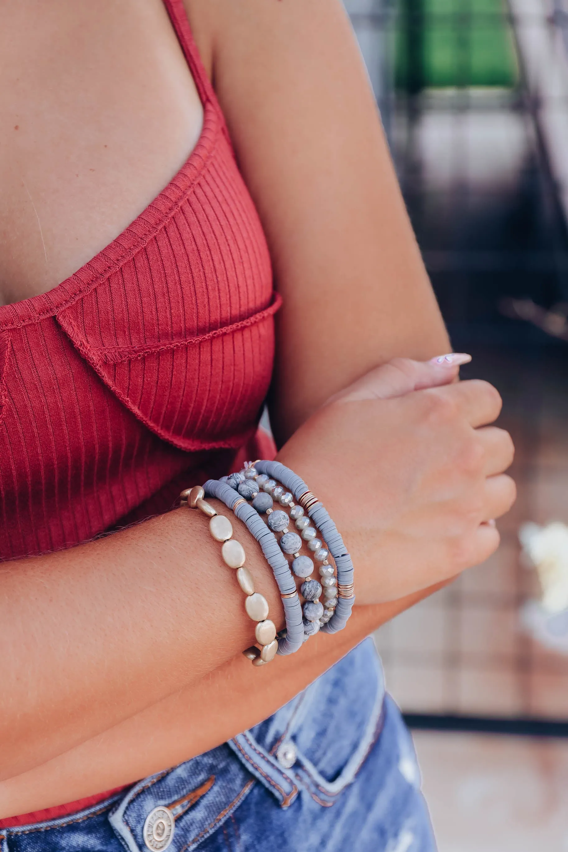 Into The Mix Stack Bracelets - Grey