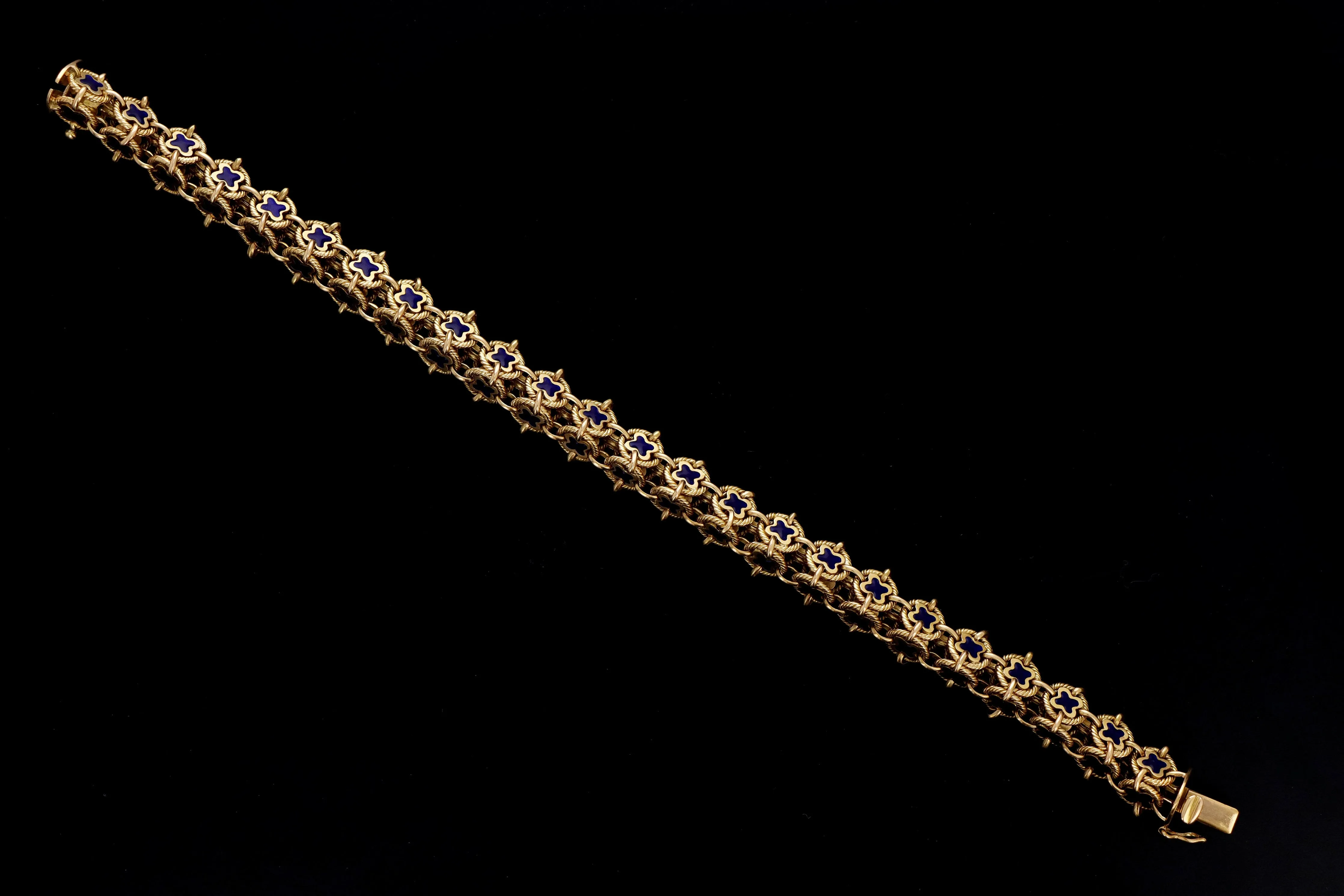 Italian Mid-Century 18K Yellow Gold & Enamel Bracelet