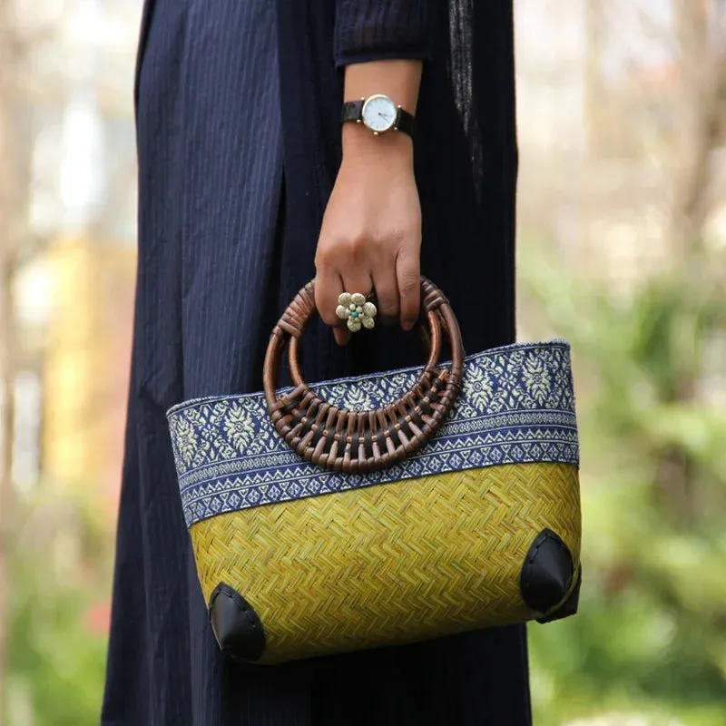 Japanese Bamboo Woven Mini Bag: Retro Literary Charm for Stylish Storage