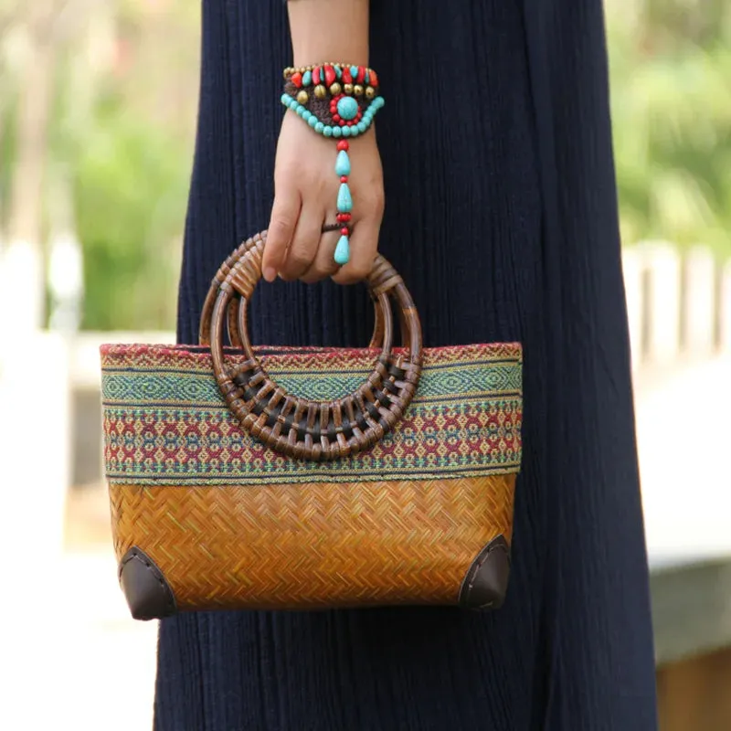 Japanese Bamboo Woven Mini Bag: Retro Literary Charm for Stylish Storage