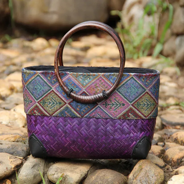 Japanese Bamboo Woven Mini Bag: Retro Literary Charm for Stylish Storage