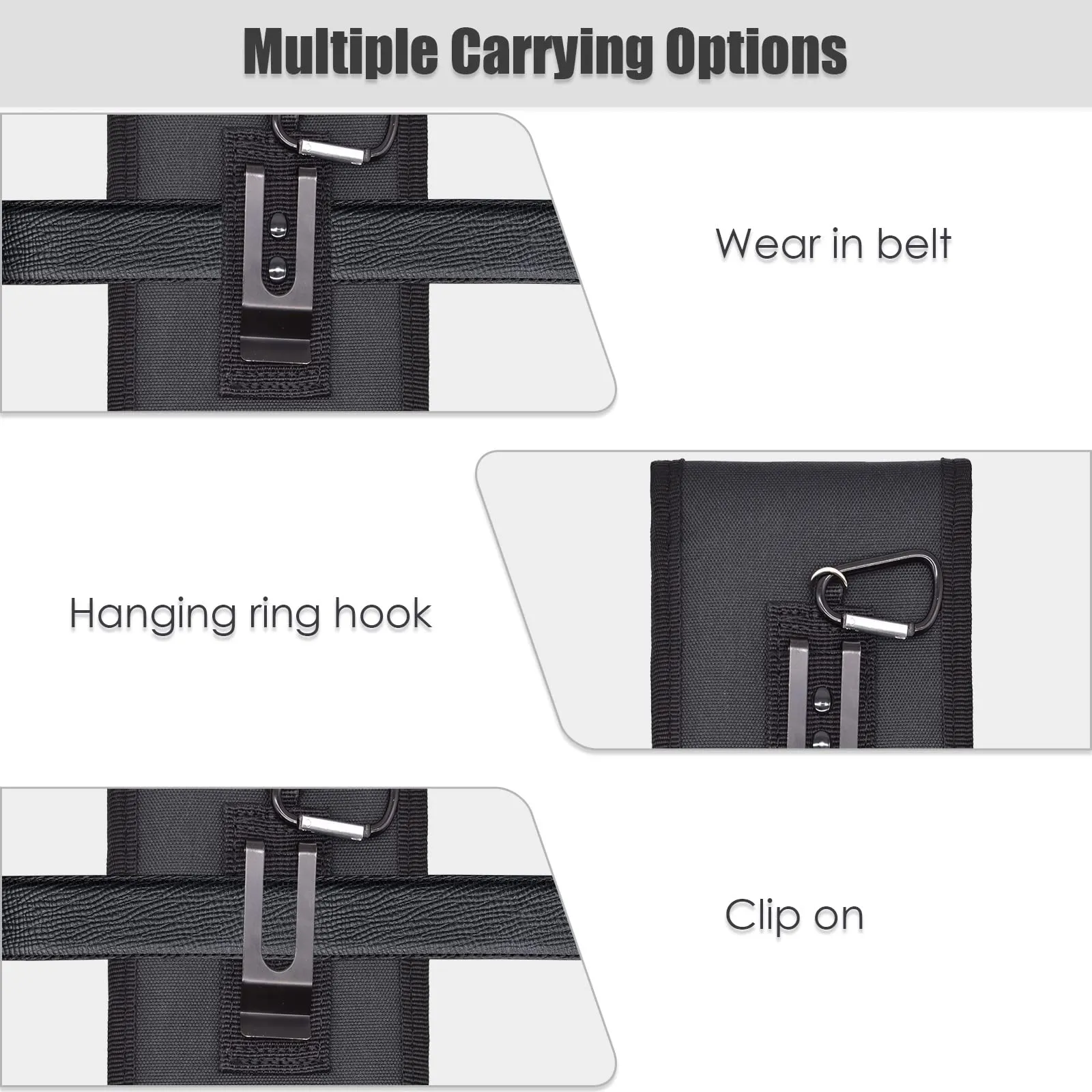KATOLK Dual Phone Holster,Belt Phone Pouch, Large Smartphone Pouch Cell Phone Holder, Multi-Purpose Tactical Phone Pouch, Cell Phone Holder for Work, Hiking, Camping, Barbecue, Rescue (Black, XL)