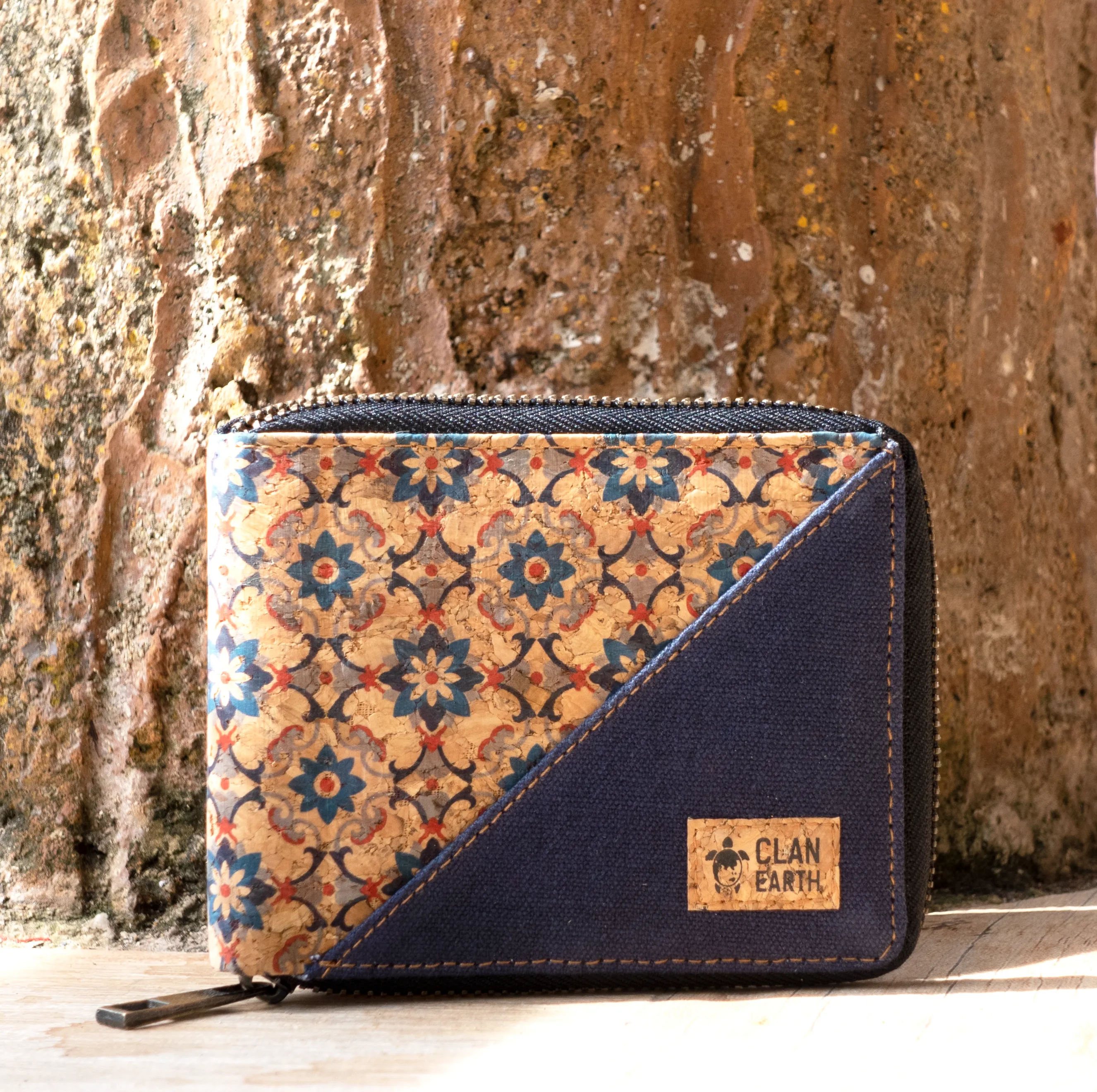 Kiwi Printed Cork - Cork & Canvas Zip Wallet