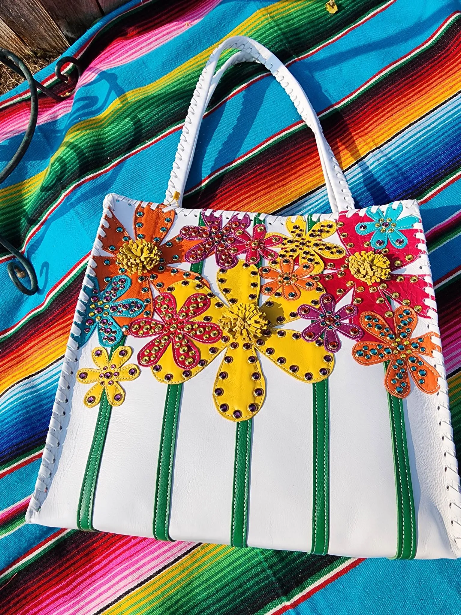 KurtMen White Tall Wedge Tote Bag