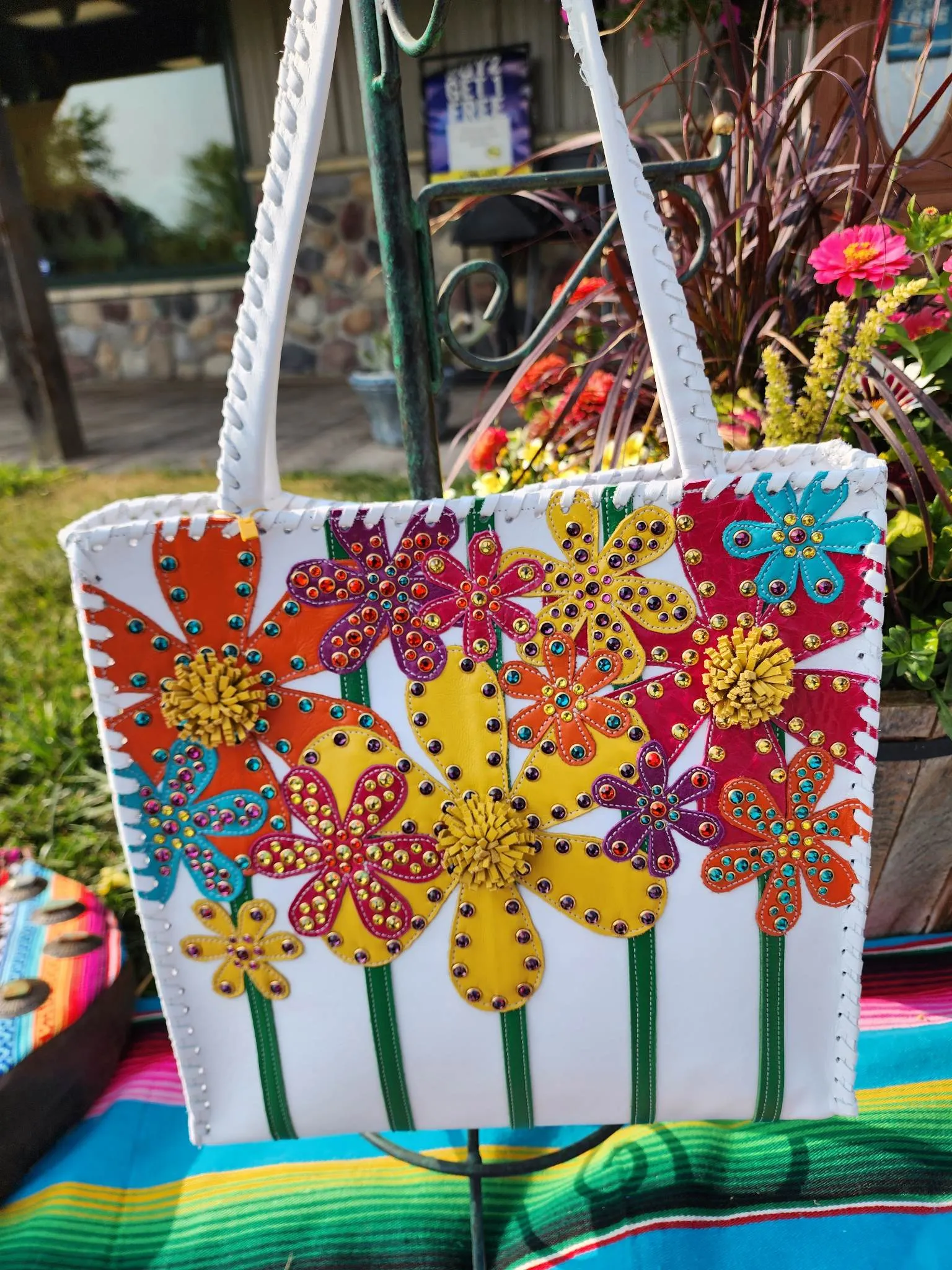 KurtMen White Tall Wedge Tote Bag