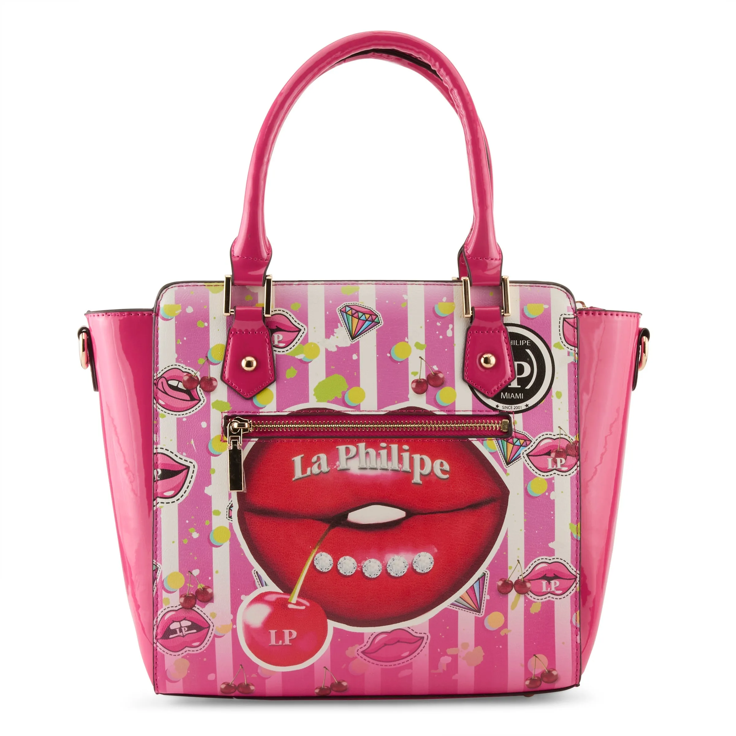 La Philipe Juicy Lips Handbag Satchel Women’s Pu Leather Pink Lp1022 18