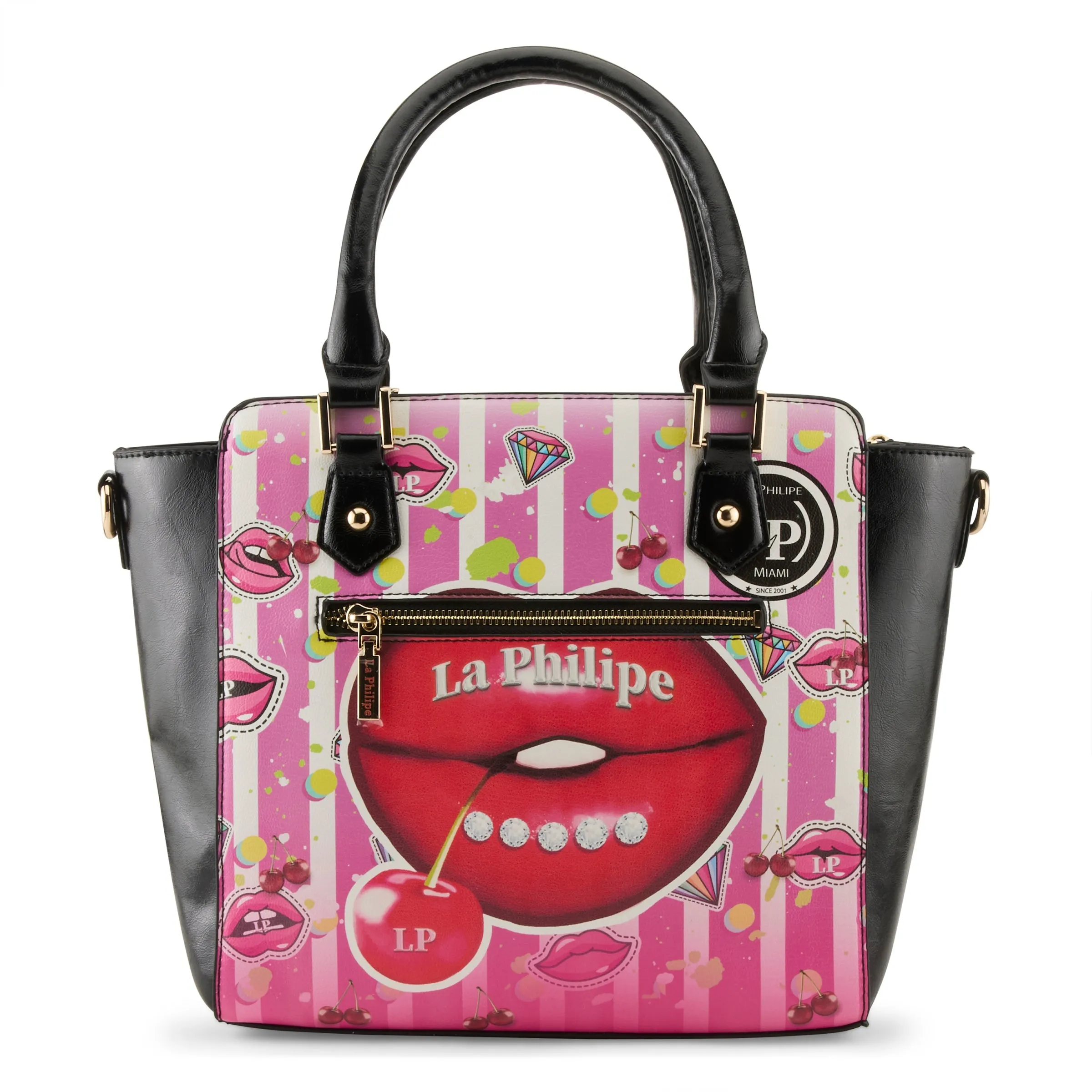 La Philipe Juicy Lips Handbag Satchel Women’s Pu Leather Pink Lp1022 18