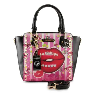 La Philipe Juicy Lips Handbag Satchel Women’s Pu Leather Pink Lp1022 18