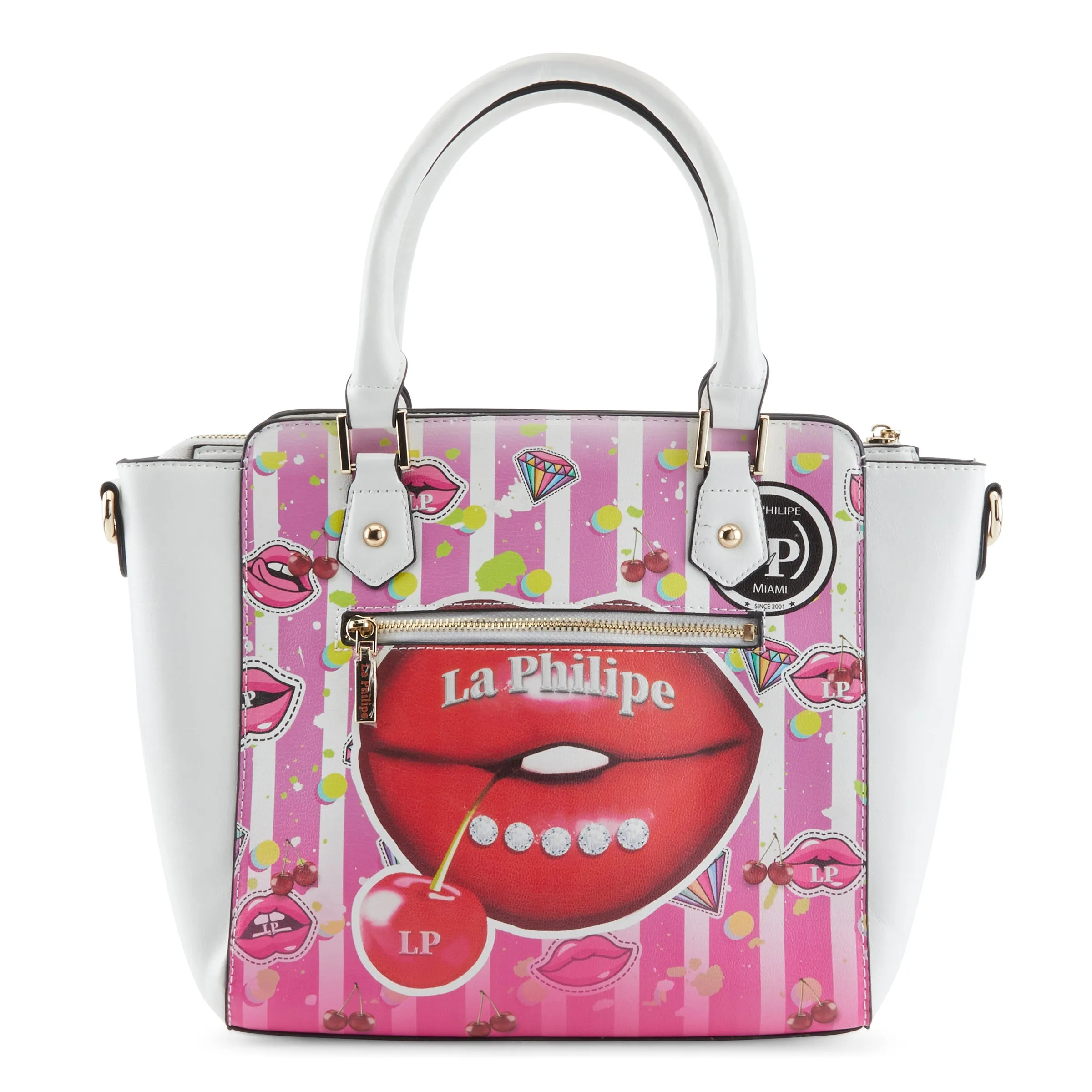 La Philipe Juicy Lips Handbag Satchel Women’s Pu Leather Pink Lp1022 18