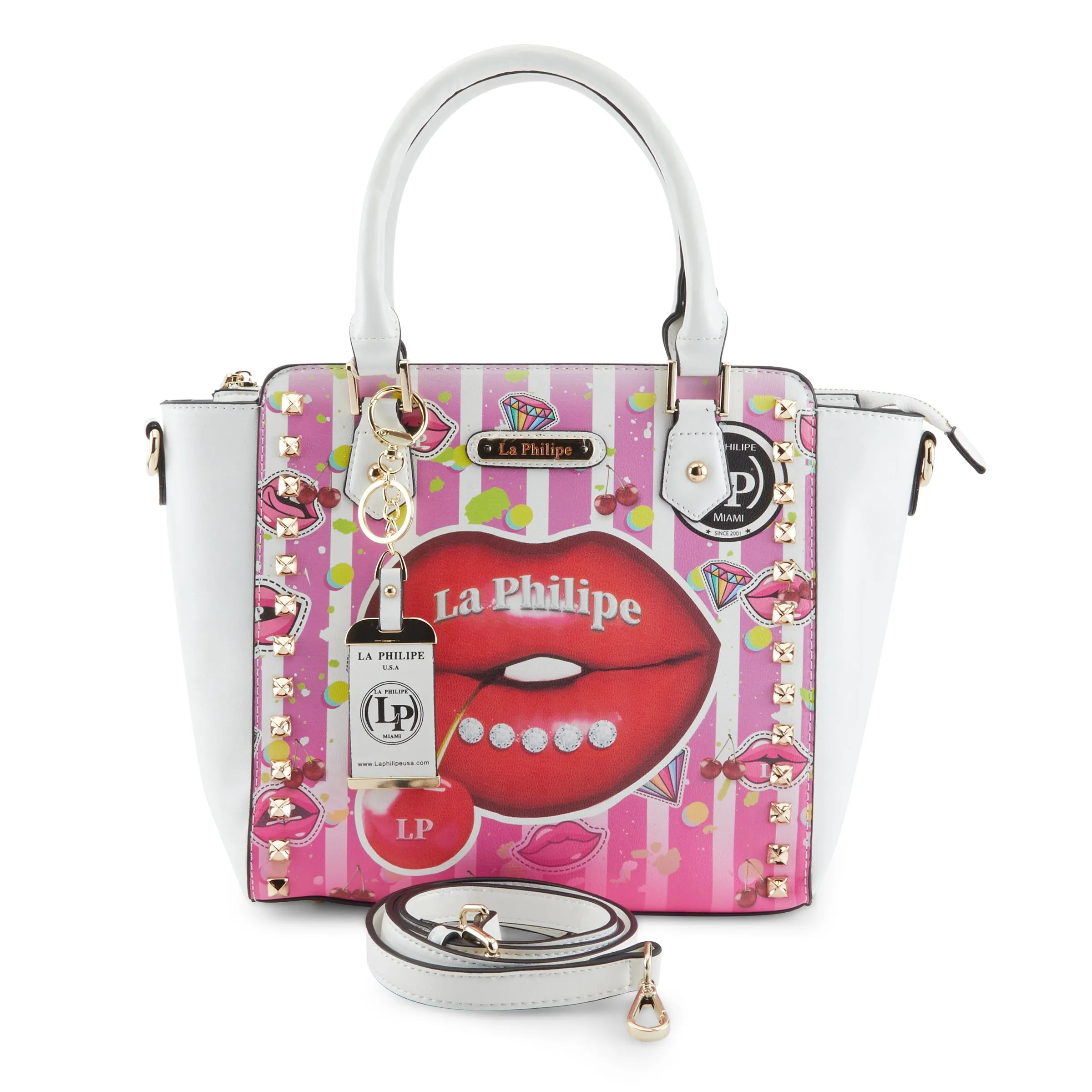 La Philipe Juicy Lips Handbag Satchel Women’s Pu Leather Pink Lp1022 18