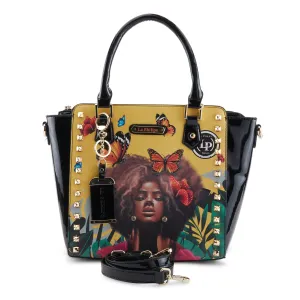 La Philipe Lp1022 12 Butterfly Fly Handbag Satchel Yellow Pu