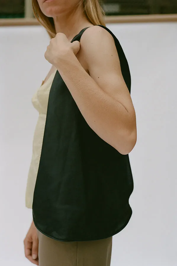 LARA TOTE, BLACK LAMBSKIN