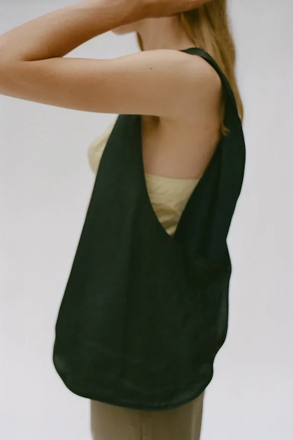 LARA TOTE, BLACK LAMBSKIN