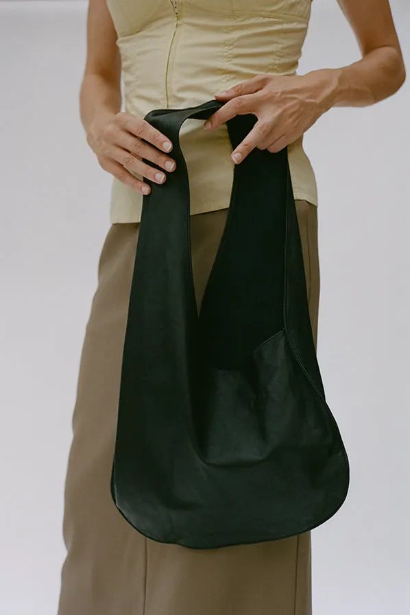 LARA TOTE, BLACK LAMBSKIN