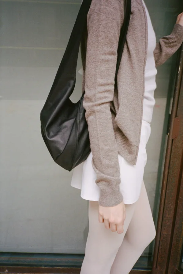 LARA TOTE, BLACK LAMBSKIN