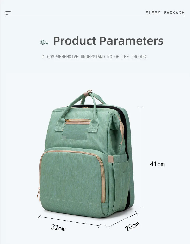 Large Capacity Diaper Bag Mummy Backpack Travel Portable  Multifunction Fold Bed Bags