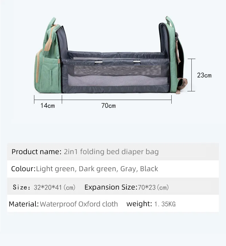 Large Capacity Diaper Bag Mummy Backpack Travel Portable  Multifunction Fold Bed Bags