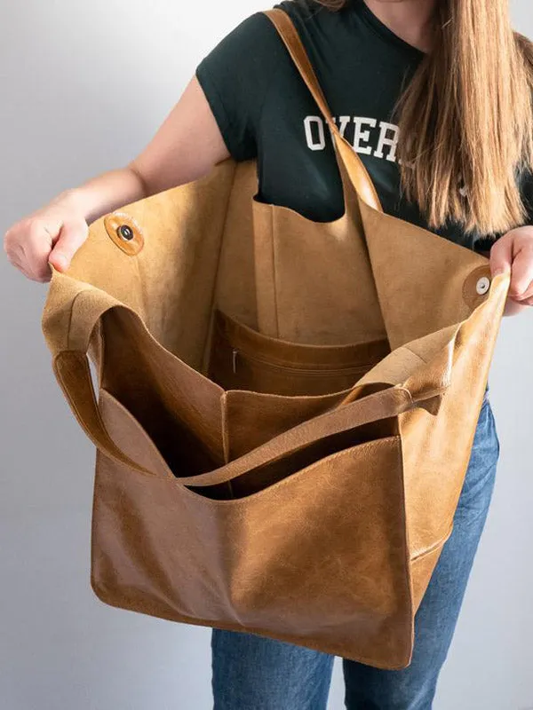 Large Capacity Leather Tote