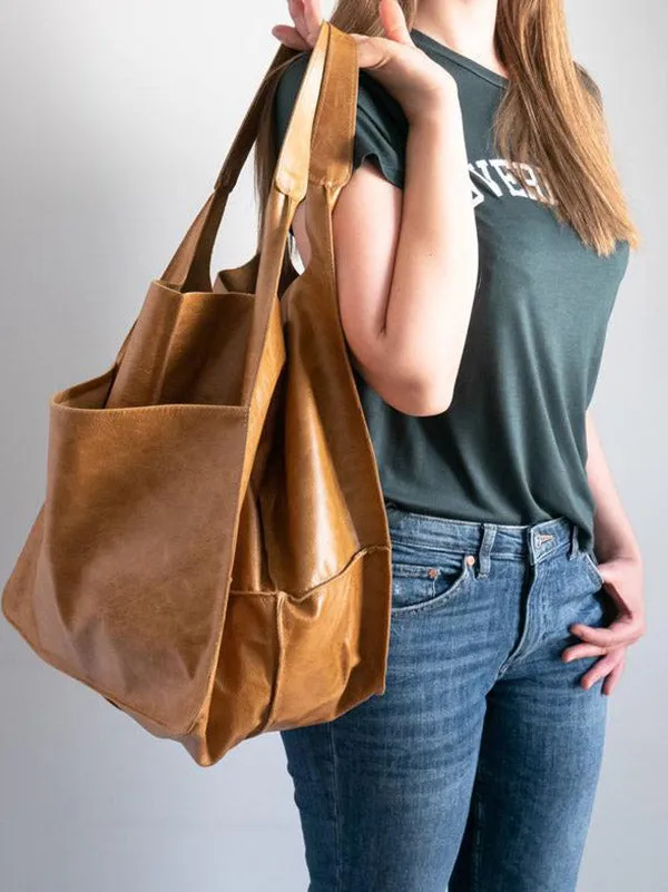 Large Capacity Leather Tote