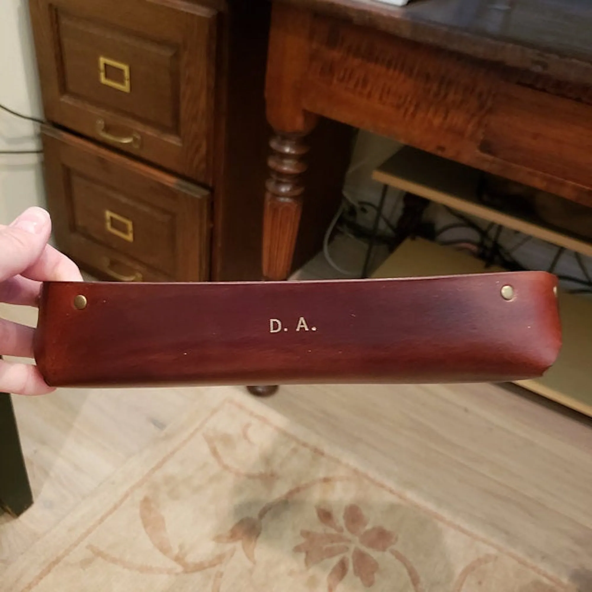 LARGE LEATHER VALET TRAY / BROWN