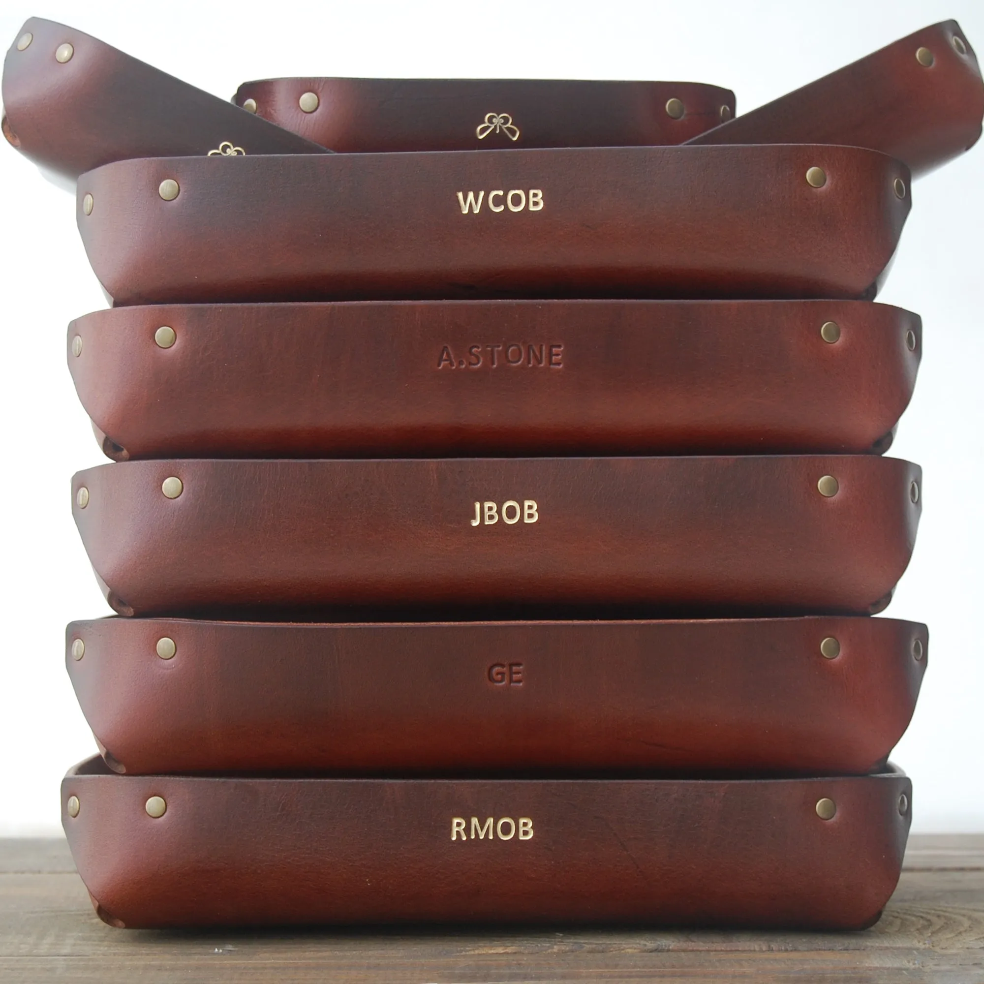 LARGE LEATHER VALET TRAY / BROWN